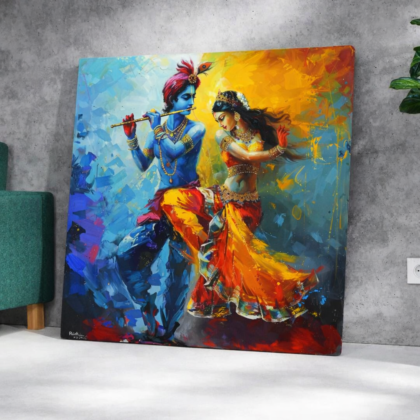 Leela in Motion – Radha Krishna Dancing Canvas Art